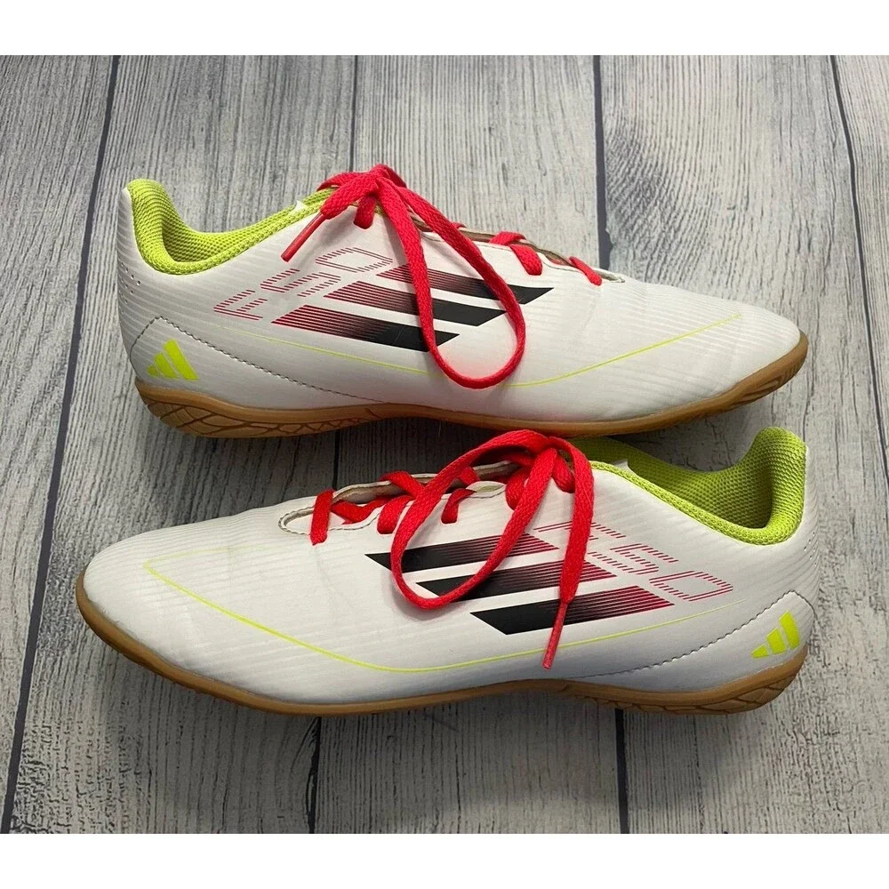 White Adidas F50 Boy Girl Soccer Turf Cleats Shoes, Size Youth 6